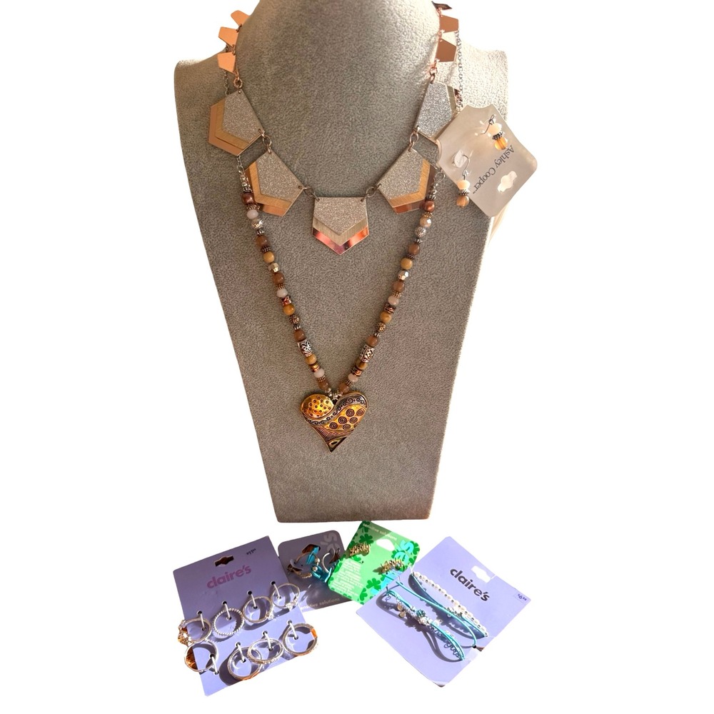 Ashley Cooper & Express Fashion Jewelry Bundle Necklace Earrings Mixed Metals